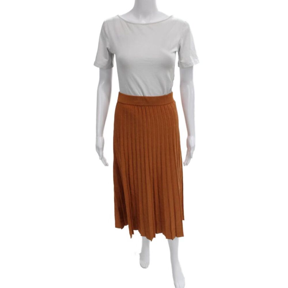 Jonathan Simkhai Women Pleated Skirt Orange Midi Size S